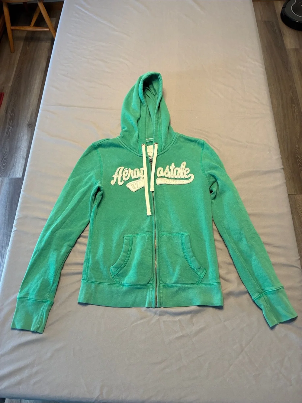 Aeropostale Green Zip-Up Hoodie with Script Logo